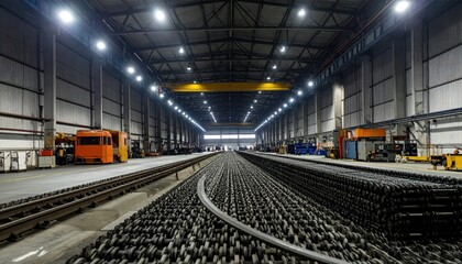 Industrial Warehouse with Machinery and Equipment Under Bright Lights