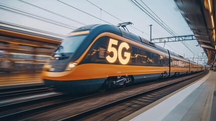 Fototapeta premium High-speed train utilizing 5G technology
