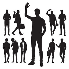 Collection of Men Silhouette Vector Poses Illustration for Design Elements