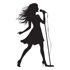 Singer Silhouette Vector Art with Microphone for Musical Designs