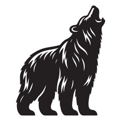 Majestic Bear Howling Silhouette Vector Illustration Wildlife Adventure Design