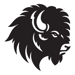 Powerful Silhouette of Bison Head Logo Design Vector Illustration Art