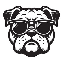 Cool Bulldog with Sunglasses Vector Illustration for Clothing and Logo Design