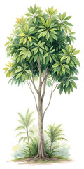 Watercolor Tropical green tree illustration leaves plant isolated on transparent background