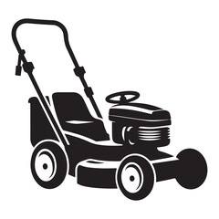 Fototapeta premium Lawn Mower Silhouette Vector Illustration Garden Maintenance Equipment