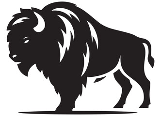 Majestic Silhouette of American Bison Standing Proud Strong Animal Illustration