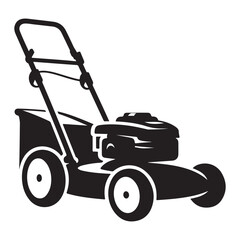 Silhouette Lawn Mower Vector Illustration for Gardening and Landscaping