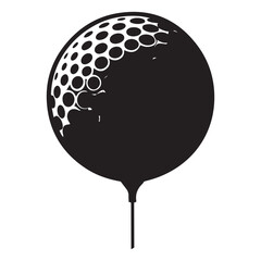 Golf Ball Silhouette on Tee Illustration Sports Recreation Game Design