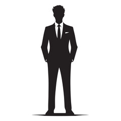 Professional business man silhouette in suit for website elements
