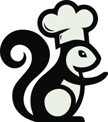 A black and white logo of a seahorse with a chef hat on it.