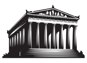 Obraz premium Magnificent Ancient Greek Temple Illustration A Journey Through Architectural Brilliance
