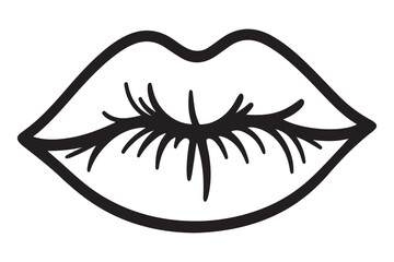 Lips with Closed Eye Silhouette Vector Illustration Design Art