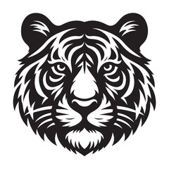 Majestic Tiger Head Vector Illustration Striking Feline Silhouette Design