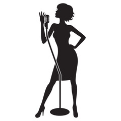 Silhouette of a female singer performing on stage illustration