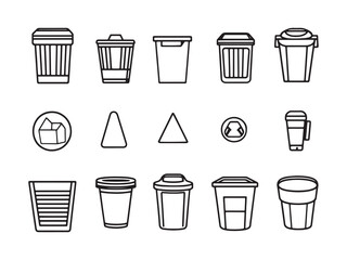 Minimalist vector drawing of garbage container