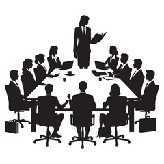 Business Meeting Silhouette Teamwork Boardroom Collaboration Discussion Conference