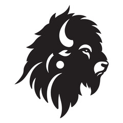 Silhouette Bison Buffalo Head Profile Wildlife Animal Mammal Illustration