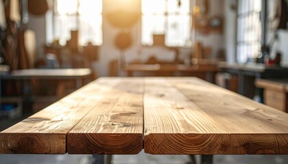 Rustic wooden table with blurred background &ndash; Generative AI Image