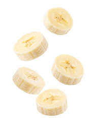 Sliced Banana Pieces Isolated on Transparent Background