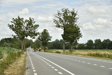 Route nationale avec piste cyclable à Hellebecq (Silly)