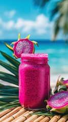Tropical Pitaya Smoothie with Dragon Fruit Garnish