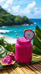 Exotic Beachside Pitaya Smoothie Commercial Stock
