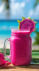 Exotic Beachside Pitaya Smoothie Commercial Stock
