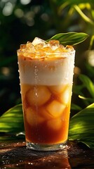 Cookie Crumble Latte with Milk Swirl Glass