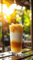 Layered Coffee Drink with Crumble and Foam