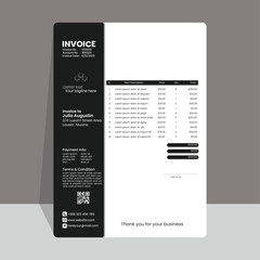 Modern black and white professional invoice template