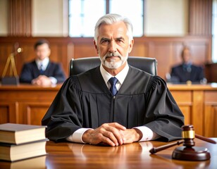 Two senior judges sitting in courtroom – Generative AI Image