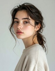 Natural light portrait of young woman – Generative AI Image