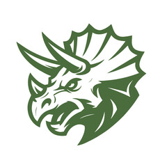 Triceratops Vector Illustration – Fierce Dinosaur Head Logo © John