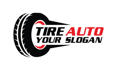 tire and wheels logo, automotive logo design vector template illustration