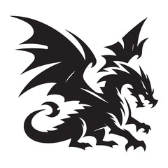 Powerful dragon silhouette illustration mythical creature vector graphic art