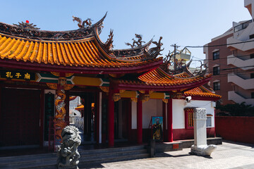 Fototapeta premium Confucius shrine in Nagasaki, Koshi-byo, Confucian temple in Nagasaki, Japan, Nagasaki prefecture, Museum of Chinese History and Palace Museum in a sunny day, Chinese shrine, Kyushu island region