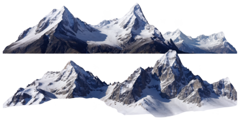 Snowy Mountain Peaks, transparent background, white background