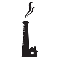 Industrial Chimney Silhouette Illustration of Pollution Environment Risk