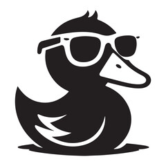Cool Duck with Sunglasses Silhouette Illustration of Relaxing Style
