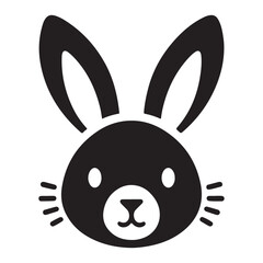 Cute Black Rabbit Silhouette Head Illustration for Crafts and Designs