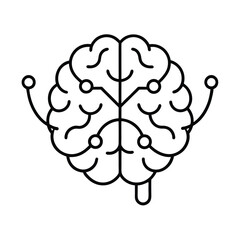 brain icon neural lines inside vector art silhouette