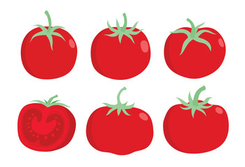 Tomato Vegetable icon set in the flat style on white background.