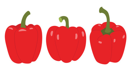 paprika pepper icon set in the flat style on white background.