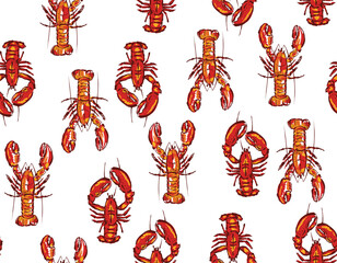 Seamless vector tred  lobster  marine pattern background . Vector Illustrtion Not Ai ,