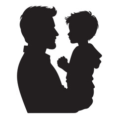 Loving Father Son Silhouette Illustration Bonding Moment Vector Design