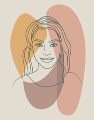 Woman in line art with shapes
