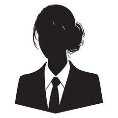 Professional Businesswoman Silhouette with Suit Tie Vector Illustration