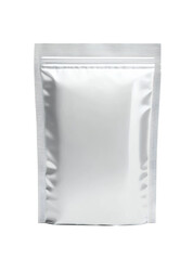 White blank Mylar bag packaging mockup, front view, on Png Format and Transparent Background