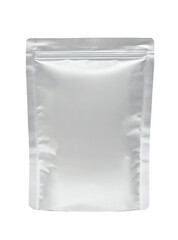 White blank Mylar bag packaging mockup, front view, on Png Format and Transparent Background