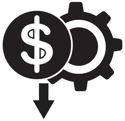 Dollar price up and down vector icon in outline style. Dollar coin graph up and down symbol. Money cost arrow growth, decline. eps 10 
